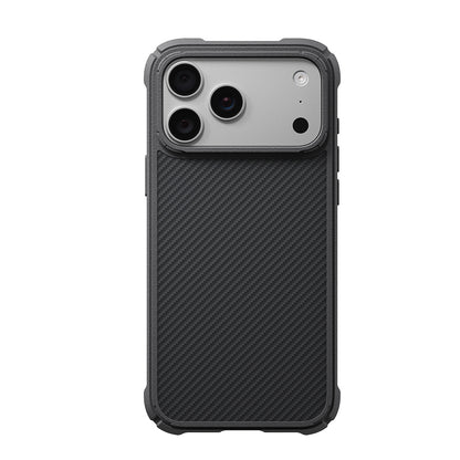 iPhone 18 Pro Max Kılıf M-safe Şarj Özellikli 600D Aramid Fiber Pitaka Black-Grey Twill Serisi Cairn Kılıf