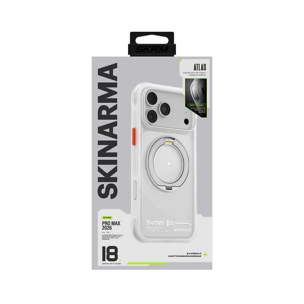 iPhone 18 Pro Max Kılıf M-Safe Şarj Özellikli Airbag Tasarımlı Standlı Skinarma Atlas Kılıf