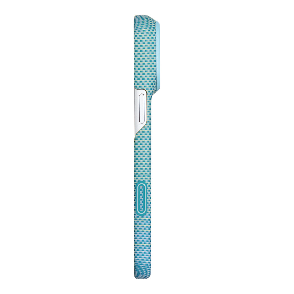 iPhone 18 Pro Max Kılıf M-safe Şarj Özellikli Aramid Karbon Fiber Pitaka Glints of Gold Ultra Slim Serisi Kılıf