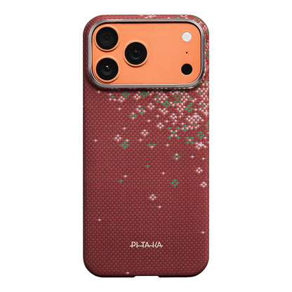 iPhone 18 Pro Max Kılıf M-safe Şarj Özellikli Aramid Karbon Fiber Pitaka Sakura Hours Serisi Kılıf