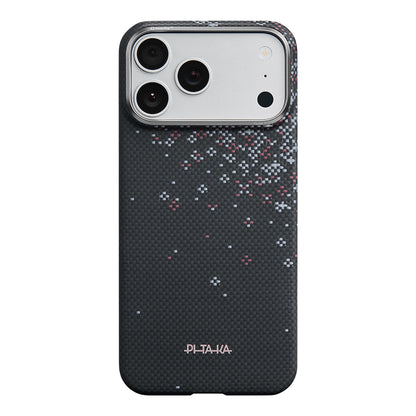 iPhone 18 Pro Max Kılıf M-safe Şarj Özellikli Aramid Karbon Fiber Pitaka Sakura Hours Serisi Kılıf