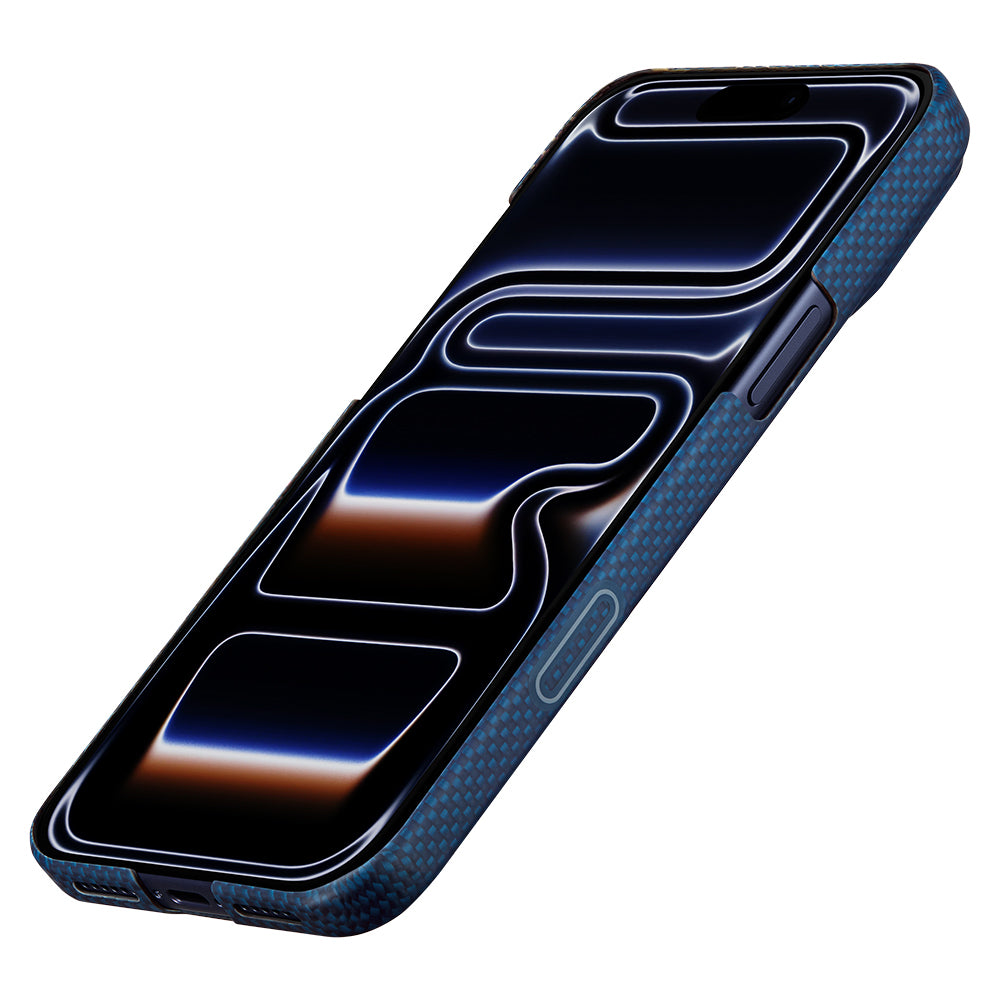 iPhone 18 Pro Max Kılıf M-safe Şarj Özellikli Aramid Karbon Fiber Pitaka Sakura Hours Serisi Kılıf