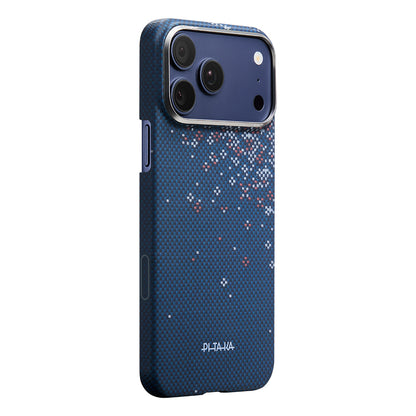 iPhone 18 Pro Max Kılıf M-safe Şarj Özellikli Aramid Karbon Fiber Pitaka Sakura Hours Serisi Kılıf