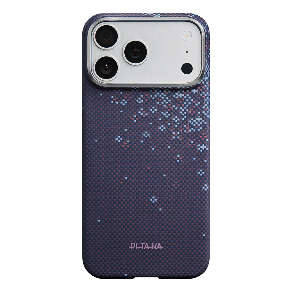 iPhone 18 Pro Max Kılıf M-safe Şarj Özellikli Aramid Karbon Fiber Pitaka Sakura Hours Serisi Kılıf