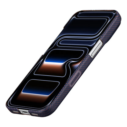 iPhone 18 Pro Max Kılıf M-safe Şarj Özellikli Aramid Karbon Fiber Pitaka Sakura Hours Serisi Kılıf