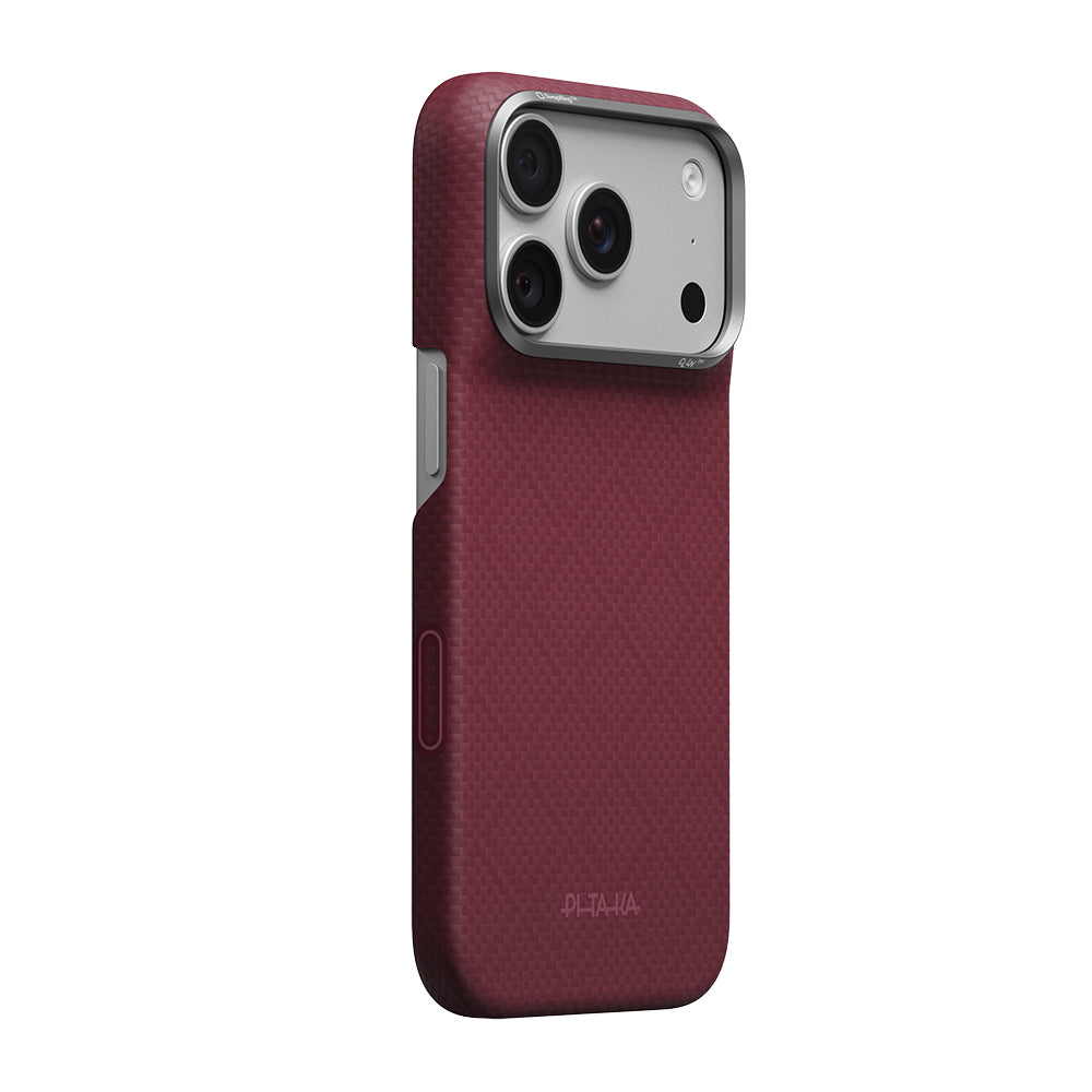 iPhone 18 Pro Max Kılıf M-safe Şarj Özellikli Aramid Karbon Fiber Pitaka Argyle Serisi Kılıf