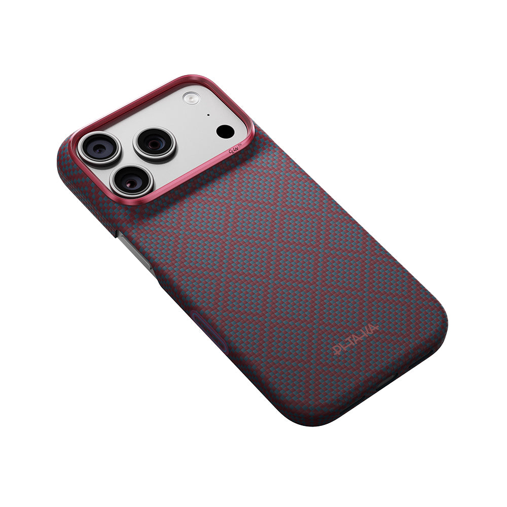 iPhone 18 Pro Max Kılıf M-safe Şarj Özellikli Aramid Karbon Fiber Pitaka Argyle Serisi Kılıf