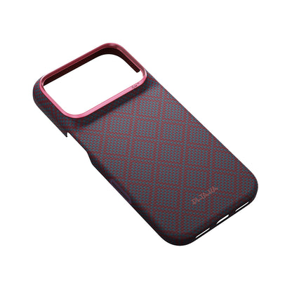 iPhone 18 Pro Max Kılıf M-safe Şarj Özellikli Aramid Karbon Fiber Pitaka Argyle Serisi Kılıf