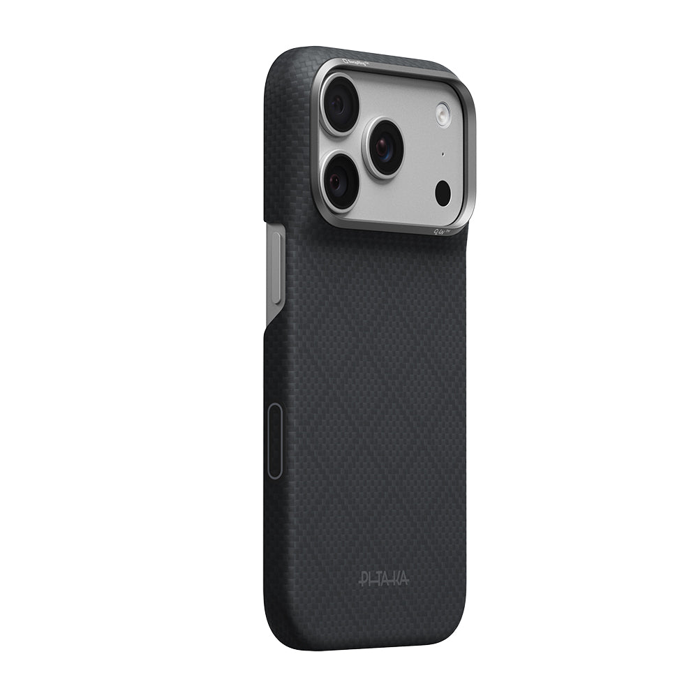 iPhone 18 Pro Max Kılıf M-safe Şarj Özellikli Aramid Karbon Fiber Pitaka Argyle Serisi Kılıf