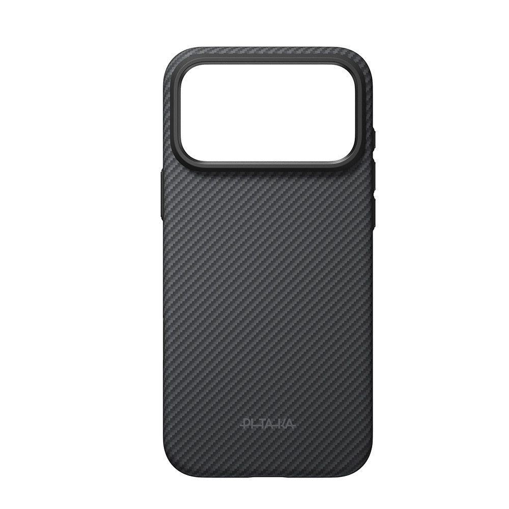 iPhone 18 Pro Max Kılıf M-safe Şarj Özellikli Aramid Karbon Fiber Pitaka Military-Grade Classic Serisi New Logo Black-Grey Twill Kılıf