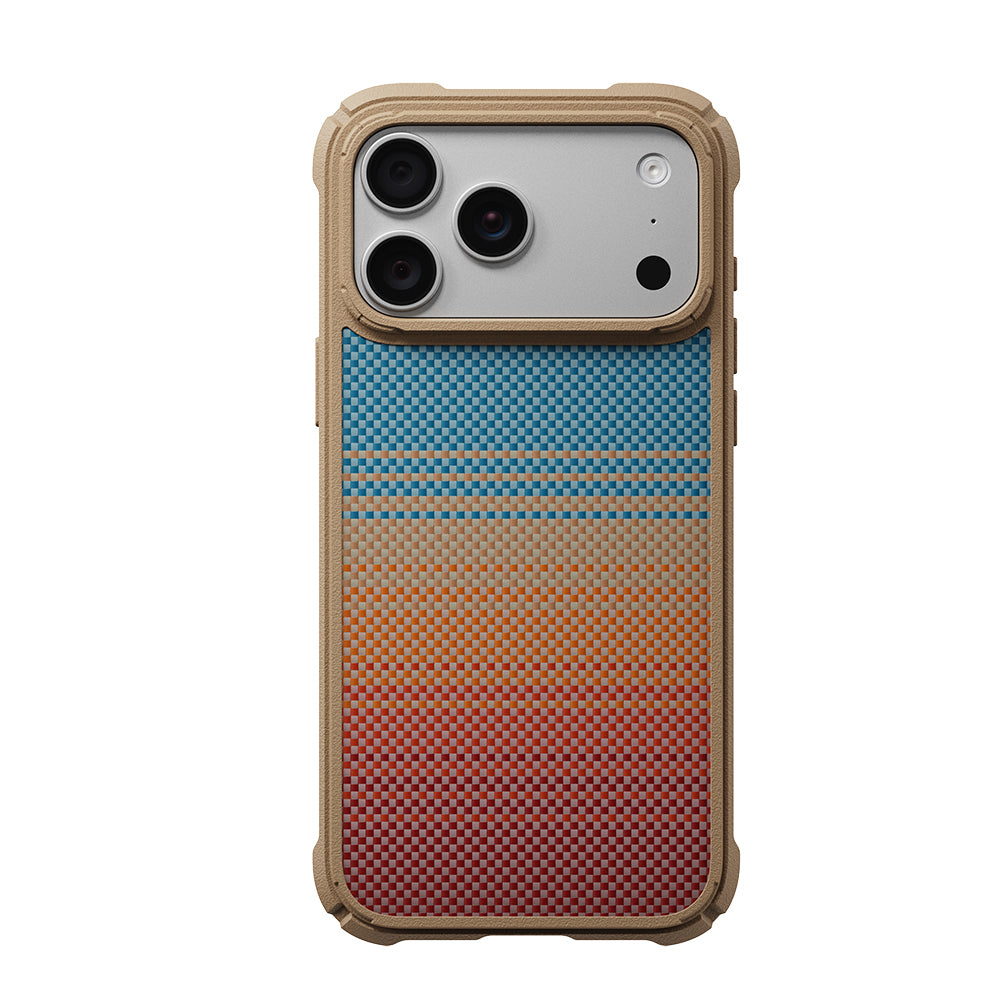 iPhone 18 Pro Max Kılıf M-safe Şarj Özellikli Aramid Karbon Fiber Pitaka Sunset 2.0 California Dream Serisi Cairn Kılıf