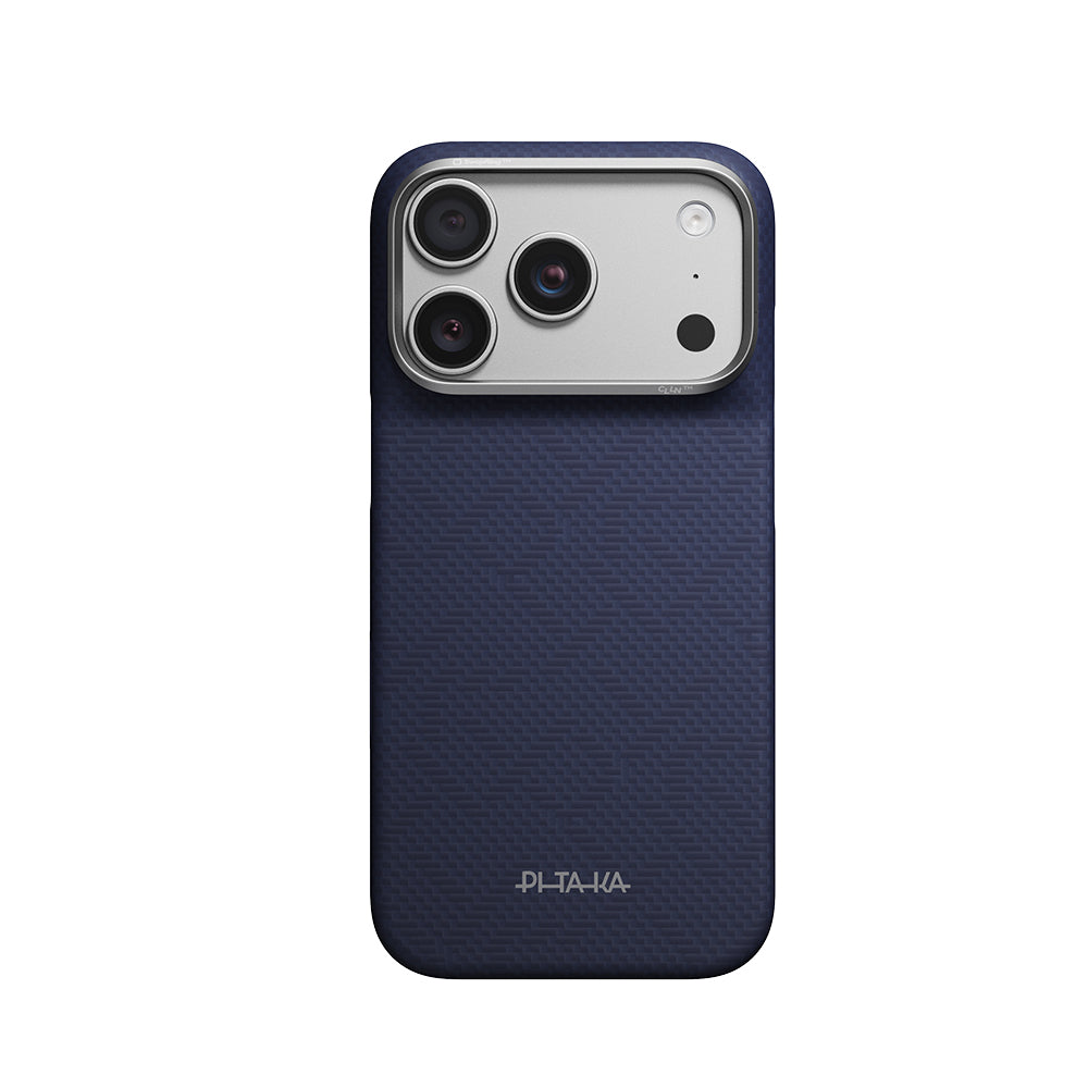 iPhone 18 Pro Max Kılıf M-safe Şarj Özellikli Aramid Karbon Fiber Pitaka Weaving Serisi Kılıf