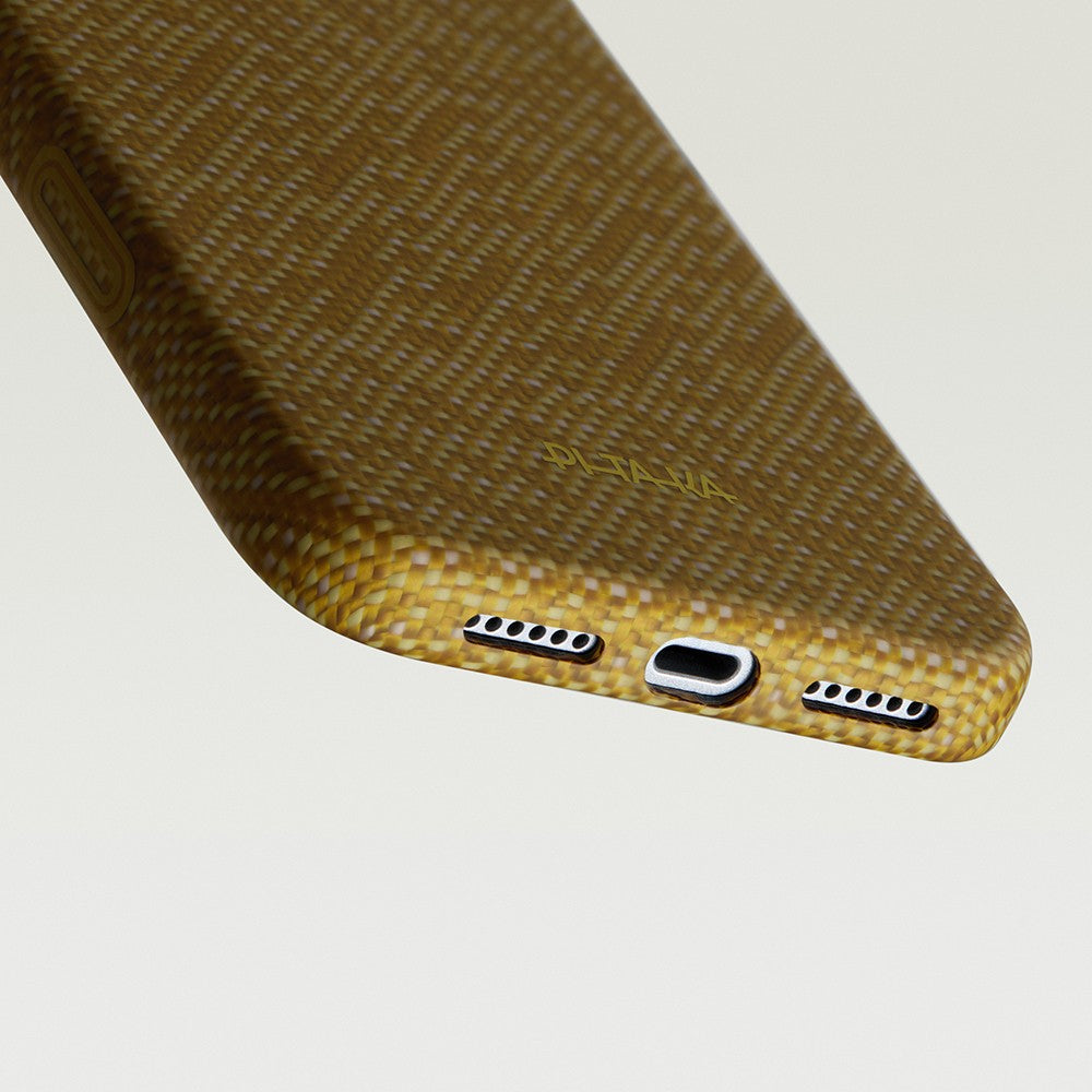 iPhone 18 Pro Max Kılıf M-safe Şarj Özellikli Aramid Karbon Fiber Pitaka Wind Over Wheat Serisi Kılıf