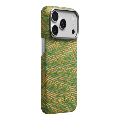 iPhone 18 Pro Max Kılıf M-safe Şarj Özellikli Aramid Karbon Fiber Pitaka Wind Over Wheat Serisi Kılıf