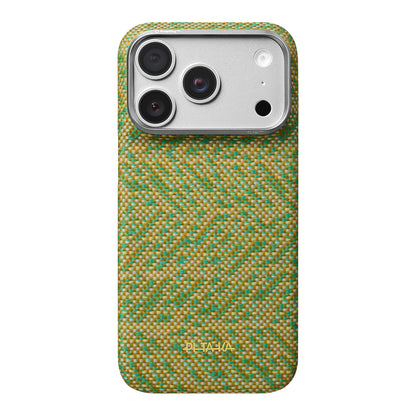 iPhone 18 Pro Max Kılıf M-safe Şarj Özellikli Aramid Karbon Fiber Pitaka Wind Over Wheat Serisi Kılıf