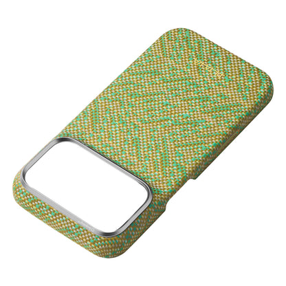 iPhone 18 Pro Max Kılıf M-safe Şarj Özellikli Aramid Karbon Fiber Pitaka Wind Over Wheat Serisi Kılıf