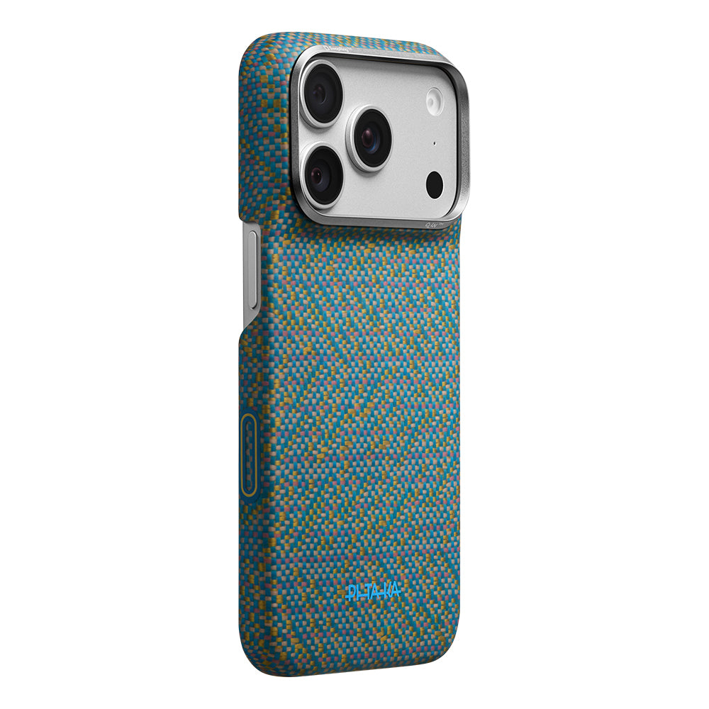 iPhone 18 Pro Max Kılıf M-safe Şarj Özellikli Aramid Karbon Fiber Pitaka Wind Over Wheat Serisi Kılıf