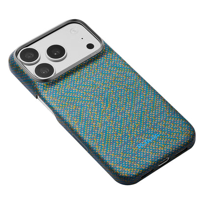 iPhone 18 Pro Max Kılıf M-safe Şarj Özellikli Aramid Karbon Fiber Pitaka Wind Over Wheat Serisi Kılıf