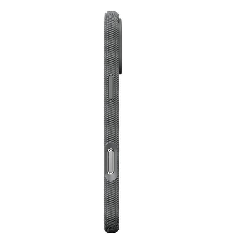 iPhone 18 Pro Max Kılıf M-Safe Şarj Özellikli Çizgi Desenli Kumaş Dokulu Zore Paris Lorin Kılıf