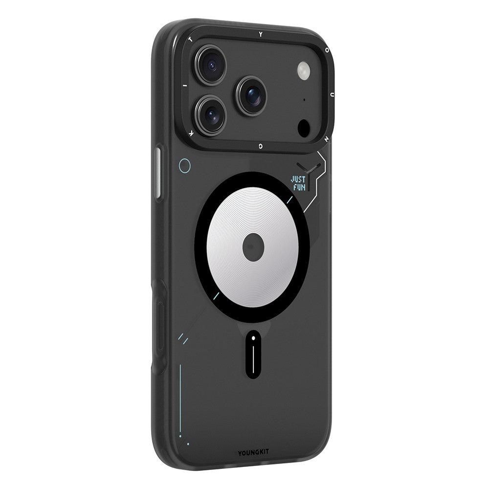 iPhone 18 Pro Max Kılıf M-safe Şarj Özellikli Disk Desenli Youngkit Disc Battle Kılıf