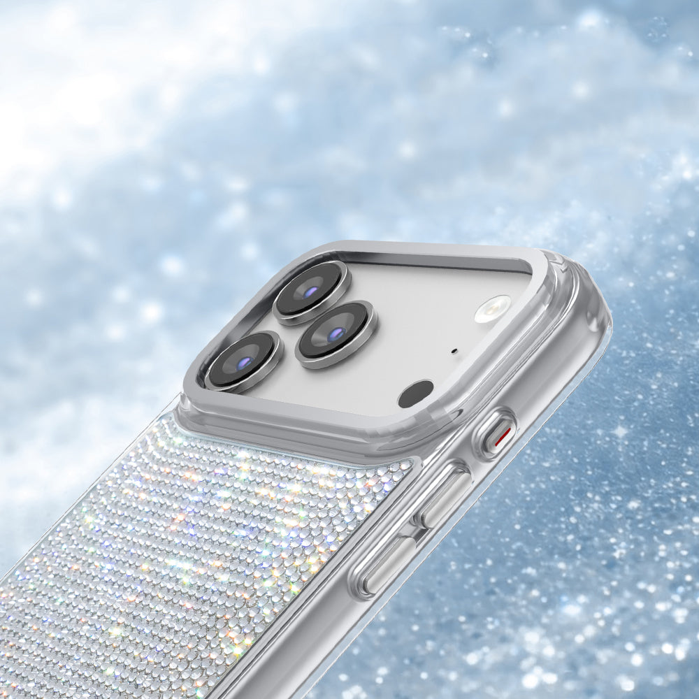 iPhone 18 Pro Max Kılıf M-Safe Şarj Özellikli El İşlemeli Swarovski Taşlı Zore Paris Riva Sert PC Kılıf