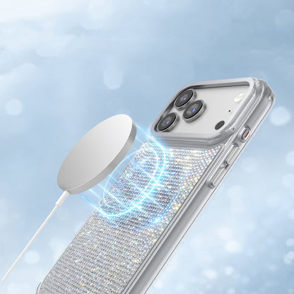 iPhone 18 Pro Max Kılıf M-Safe Şarj Özellikli El İşlemeli Swarovski Taşlı Zore Paris Riva Sert PC Kılıf