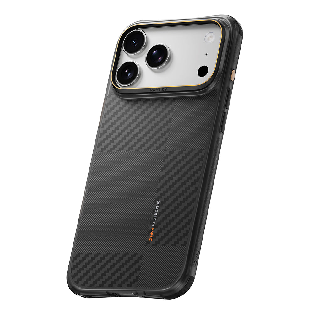 iPhone 18 Pro Max Kılıf M-safe Şarj Özellikli Metal Kamera Çerçeveli Raptic Aramid Dual Karbon Fiber Mondrian Serisi Kılıf