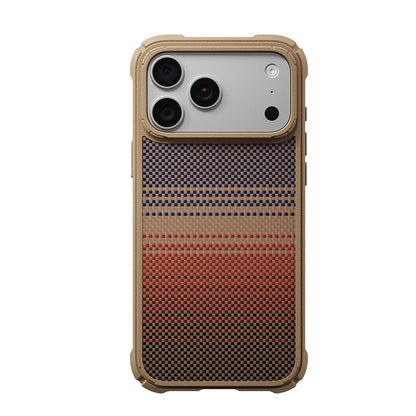 iPhone 18 Pro Max Kılıf M-safe Şarj Özellikli Pitaka Tactile Woven Sunset-Moonrise Aramid Serisi Cairn Kılıf
