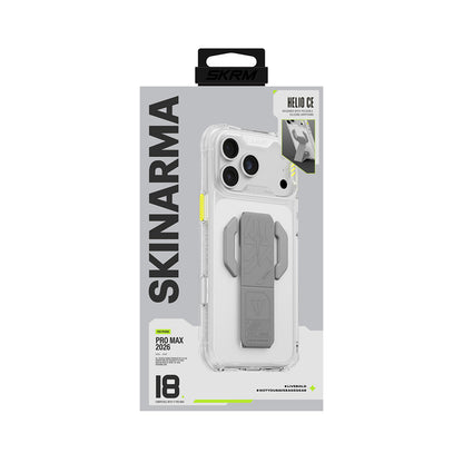 iPhone 18 Pro Max Kılıf M-safe Şarj Özellikli Teknoloji Desenli Skinarma Helio CE Mag Charge Standlı Kılıf