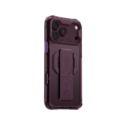 iPhone 18 Pro Max Kılıf M-safe Şarj Özellikli Teknoloji Desenli Skinarma Helio CE Mag Charge Standlı Kılıf