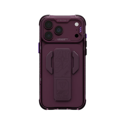 iPhone 18 Pro Max Kılıf M-safe Şarj Özellikli Teknoloji Desenli Skinarma Helio CE Mag Charge Standlı Kılıf