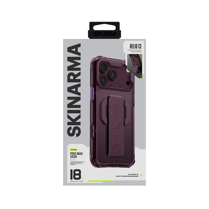 iPhone 18 Pro Max Kılıf M-safe Şarj Özellikli Teknoloji Desenli Skinarma Helio CE Mag Charge Standlı Kılıf