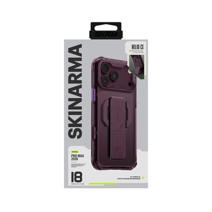 iPhone 18 Pro Max Kılıf M-safe Şarj Özellikli Teknoloji Desenli Skinarma Helio CE Mag Charge Standlı Kılıf