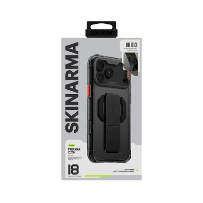 iPhone 18 Pro Max Kılıf M-safe Şarj Özellikli Teknoloji Desenli Skinarma Helio CE Mag Charge Standlı Kılıf