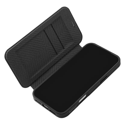iPhone 18 Pro Max Kılıf M-safe Şarj Özellikli Vegan Deri Tasarımlı Şeffaf Arka Yüzey Kartlıklı Raptic Urban Folio Serisi Kılıf