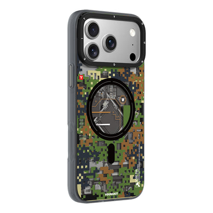 iPhone 18 Pro Max Kılıf M-Safe Şarj Özellikli Youngkit Camouflage Sykell Serisi Kılıf