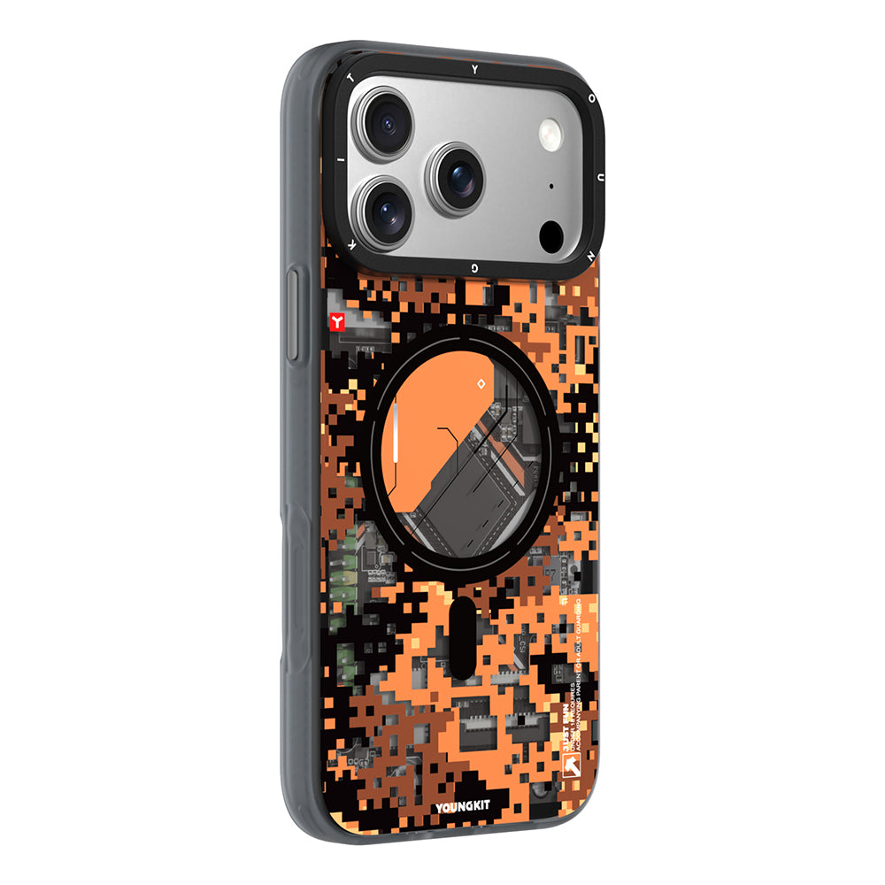 iPhone 18 Pro Max Kılıf M-Safe Şarj Özellikli Youngkit Camouflage Sykell Serisi Kılıf