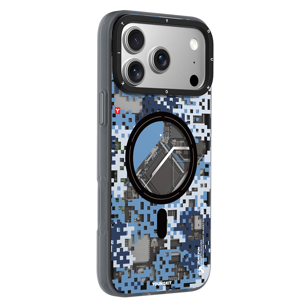 iPhone 18 Pro Max Kılıf M-Safe Şarj Özellikli Youngkit Camouflage Sykell Serisi Kılıf