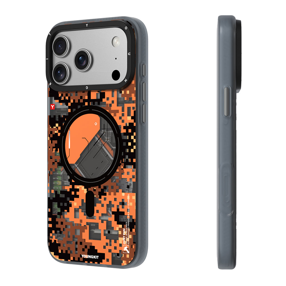 iPhone 18 Pro Max Kılıf M-Safe Şarj Özellikli Youngkit Camouflage Sykell Serisi Kılıf