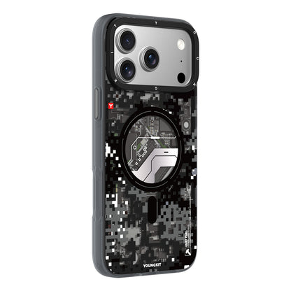 iPhone 18 Pro Max Kılıf M-Safe Şarj Özellikli Youngkit Camouflage Sykell Serisi Kılıf