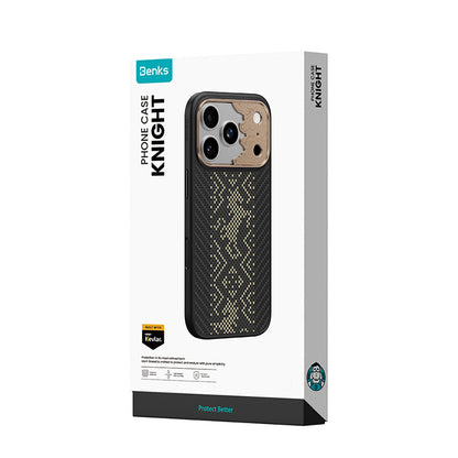 iPhone 18 Pro Max Kılıf M-safe Şarj Özellikli Yükseltilmiş Kamera Çerçeveli Karbon Fiber Tasarımlı Benks Knight ArmorPro Kevlar Kılıf