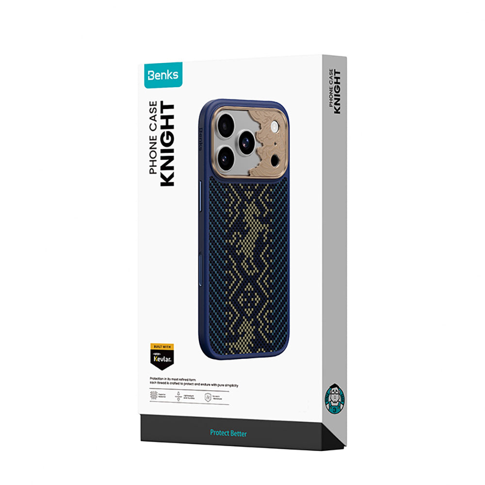 iPhone 18 Pro Max Kılıf M-safe Şarj Özellikli Yükseltilmiş Kamera Çerçeveli Karbon Fiber Tasarımlı Benks Knight ArmorPro Kevlar Kılıf