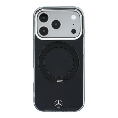 iPhone 18 Pro Max Kılıf Mercedes Benz Orijinal Lisanslı M-safe Şarj Özellikli 360 Derece Dönebilen Standlı Metal Logolu Sert PC Kılıf