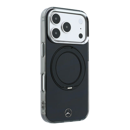 iPhone 18 Pro Max Kılıf Mercedes Benz Orijinal Lisanslı M-safe Şarj Özellikli 360 Derece Dönebilen Standlı Metal Logolu Sert PC Kılıf