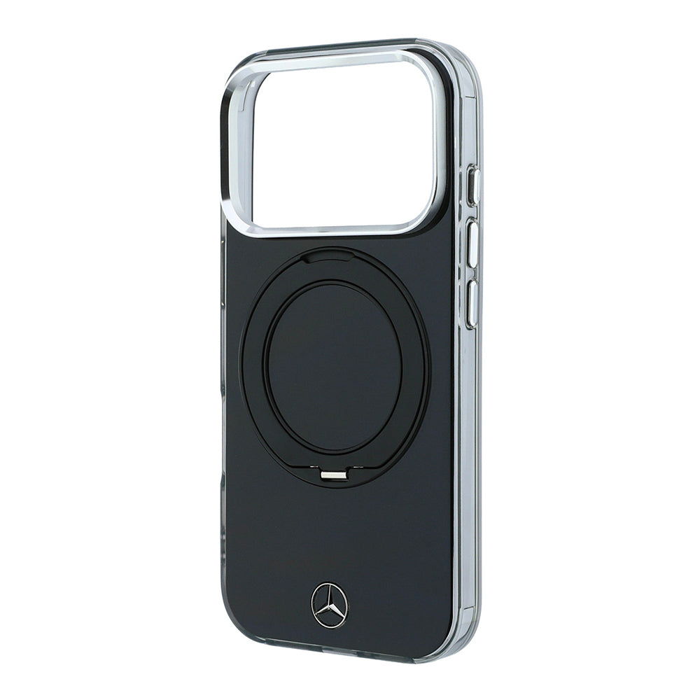 iPhone 18 Pro Max Kılıf Mercedes Benz Orijinal Lisanslı M-safe Şarj Özellikli 360 Derece Dönebilen Standlı Metal Logolu Sert PC Kılıf