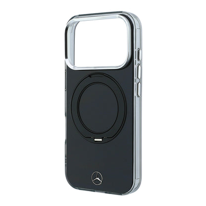 iPhone 18 Pro Max Kılıf Mercedes Benz Orijinal Lisanslı M-safe Şarj Özellikli 360 Derece Dönebilen Standlı Metal Logolu Sert PC Kılıf