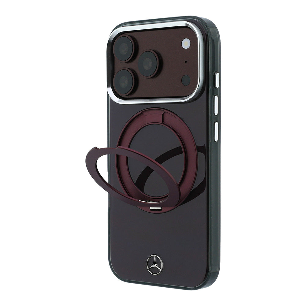 iPhone 18 Pro Max Kılıf Mercedes Benz Orijinal Lisanslı M-safe Şarj Özellikli 360 Derece Dönebilen Standlı Metal Logolu Sert PC Kılıf