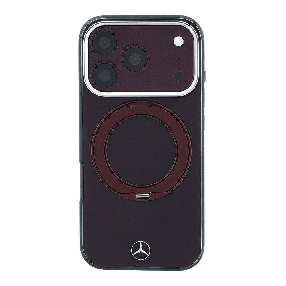 iPhone 18 Pro Max Kılıf Mercedes Benz Orijinal Lisanslı M-safe Şarj Özellikli 360 Derece Dönebilen Standlı Metal Logolu Sert PC Kılıf