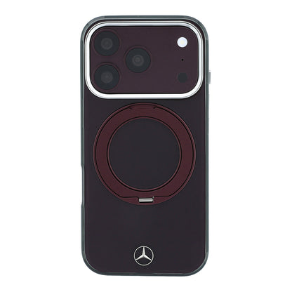 iPhone 18 Pro Max Kılıf Mercedes Benz Orijinal Lisanslı M-safe Şarj Özellikli 360 Derece Dönebilen Standlı Metal Logolu Sert PC Kılıf