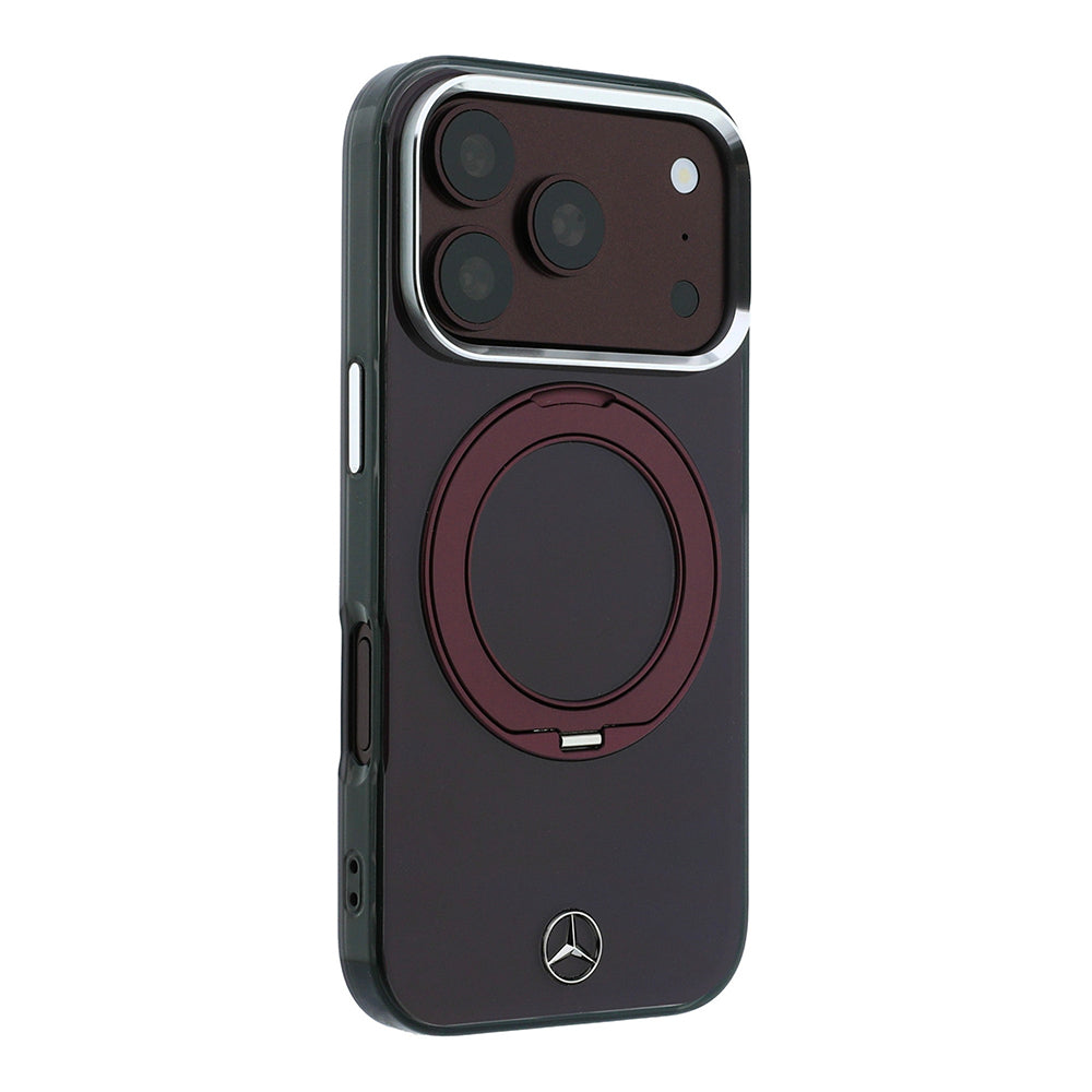iPhone 18 Pro Max Kılıf Mercedes Benz Orijinal Lisanslı M-safe Şarj Özellikli 360 Derece Dönebilen Standlı Metal Logolu Sert PC Kılıf